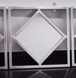 Deenz Set Of 3 Square Diamond Shape Frame Silver Wall Art Mirror Modern Stylish Antique Design Home Décoration 40X40Cm (12) - thumbnail 7