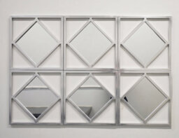 Deenz Set Of 3 Square Diamond Shape Frame Silver Wall Art Mirror Modern Stylish Antique Design Home Décoration 40X40Cm (12) - thumbnail 3