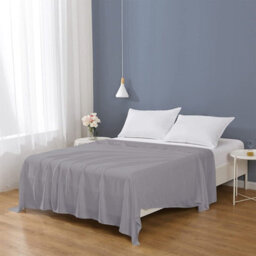 Imperial Rooms Egyptian Cotton Flat Sheet Super King - Breathable Hotel Quality Bed Sheet, Durable Machine Washable Bedding, Grey