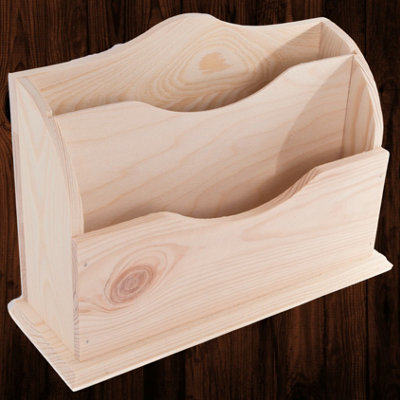 Woodeedoo Wooden Letter File Holder Desk Organiser Mail Rack Paper Sorter For Post Bills Magazines And Documents 27 X 9.5 X 19 Cm - image 1