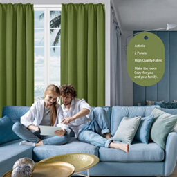 "Deconovo Home Decoration Thermal Insulated Curtains Pencil Pleat Curtains Blackout Curtains For Bedroom W55""x L82"" Green One Pair" - thumbnail 6
