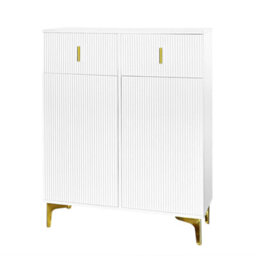 Matteo Elegant White & Gold Sideboard Cabinet With 2 Drawers & Adjustable Shelves - thumbnail 9