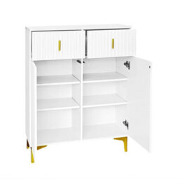 Matteo Elegant White & Gold Sideboard Cabinet With 2 Drawers & Adjustable Shelves - thumbnail 8