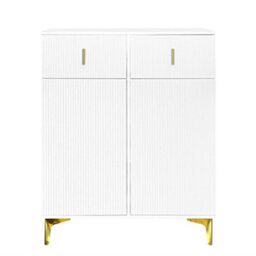 Matteo Elegant White & Gold Sideboard Cabinet With 2 Drawers & Adjustable Shelves - thumbnail 5