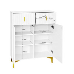 Matteo Elegant White & Gold Sideboard Cabinet With 2 Drawers & Adjustable Shelves - thumbnail 4