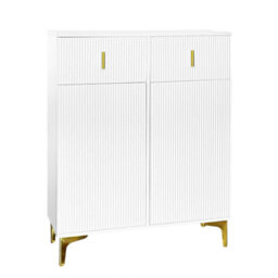 Matteo Elegant White & Gold Sideboard Cabinet With 2 Drawers & Adjustable Shelves - thumbnail 7