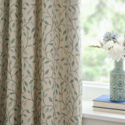 Voyage Maison Voyage Cervino Leaf Jacquard Pencil Pleat Curtain Pair, Duck Egg, (W) 168Cm X (D) 183Cm - thumbnail 5