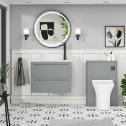 Royal Bathrooms Royal Bathroom Elmore 700mm Matt Pebble Grey Wall Mounted Vanity Unit 2 Drawer With Plain White Worktop & No Basin - thumbnail 5