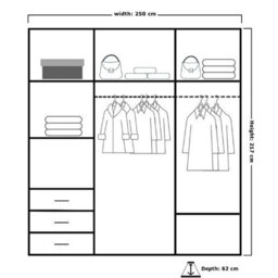 Sliding Wardrobes 4 u LTD Sliding Wardrobes 4U Ronal 2&3 Sliding Door Wardrobe With Mirror Panel Available In 4 Colors - (Black/votan W250Cm, H217Cm) - thumbnail 3