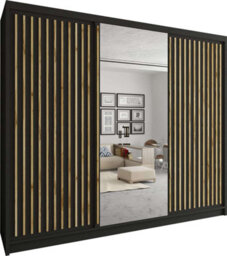 Sliding Wardrobes 4 u LTD Sliding Wardrobes 4U Ronal 2&3 Sliding Door Wardrobe With Mirror Panel Available In 4 Colors - (Black/votan W250Cm, H217Cm) - thumbnail 2