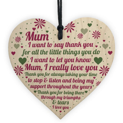 Red Ocean Happy Mothers Day Card Mothers Day Gift Wooden Heart Thank You Gift For Mum Keepsake - image 1