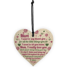 Red Ocean Happy Mothers Day Card Mothers Day Gift Wooden Heart Thank You Gift For Mum Keepsake - thumbnail 5