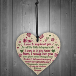 Red Ocean Happy Mothers Day Card Mothers Day Gift Wooden Heart Thank You Gift For Mum Keepsake - thumbnail 2