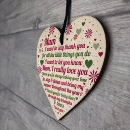 Red Ocean Happy Mothers Day Card Mothers Day Gift Wooden Heart Thank You Gift For Mum Keepsake - thumbnail 7