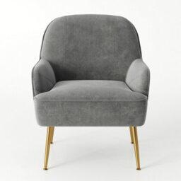 Living And Home Grey Velvet Effect Relaxer Chair Occasional Armchair With Gold Plated Feet - thumbnail 3