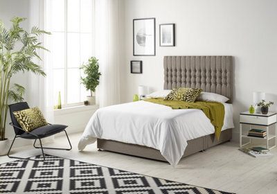 Somnior Beds Somnior Galaxy Tweed Coffee 4Ft6 Memory Foam Divan Bed With 4 Drawers, Mattress & Headboard - Double - image 1