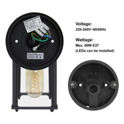 Long Life Lamps Company Glass Wall Lantern Outdoor Garden Wall Light Black Body Metal Luminaire Zlc082B - thumbnail 6