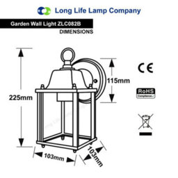 Long Life Lamps Company Glass Wall Lantern Outdoor Garden Wall Light Black Body Metal Luminaire Zlc082B - thumbnail 2