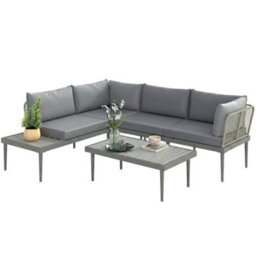 Outsunny 4 Seater Wicker Outdoor Corner Sofa Set With 2 Loveseats Grey - thumbnail 2