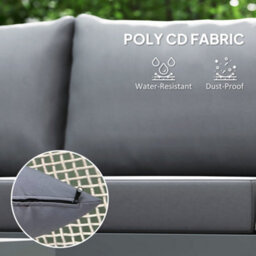 Outsunny 4 Seater Wicker Outdoor Corner Sofa Set With 2 Loveseats Grey - thumbnail 6