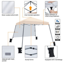 Yaheetech Beige 3X3M Pop-Up Gazebo With Side Panel - thumbnail 4