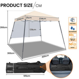 Yaheetech Beige 3X3M Pop-Up Gazebo With Side Panel - thumbnail 3