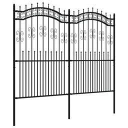Berkfield Garden Fence With Spear Top Black 222 Cm Powder-Coated Steel - thumbnail 3