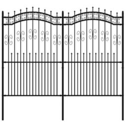 Berkfield Garden Fence With Spear Top Black 222 Cm Powder-Coated Steel - thumbnail 2