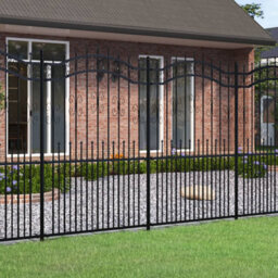 Berkfield Garden Fence With Spear Top Black 222 Cm Powder-Coated Steel - thumbnail 1