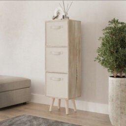 Urbn-Living Antique Oak 3-Tier 3-Drawer Cube Shelving Unit With Scandinavian Legs - thumbnail 1
