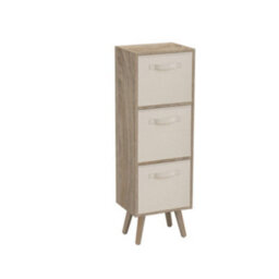 Urbn-Living Antique Oak 3-Tier 3-Drawer Cube Shelving Unit With Scandinavian Legs - thumbnail 2