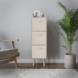 Urbn-Living Antique Oak 3-Tier 3-Drawer Cube Shelving Unit With Scandinavian Legs - thumbnail 3
