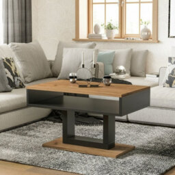 Tilo Modern Compact Coffee Table Craft Oak Legs Black Finish Durable Laminated Board With Lower Storage Shelf - thumbnail 4