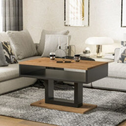 Tilo Modern Compact Coffee Table Craft Oak Legs Black Finish Durable Laminated Board With Lower Storage Shelf - thumbnail 2