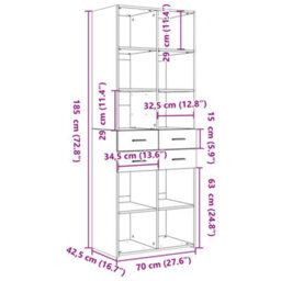 Berkfield Highboard Grey Sonoma 70X42.5X185 Cm Engineered Wood - thumbnail 9