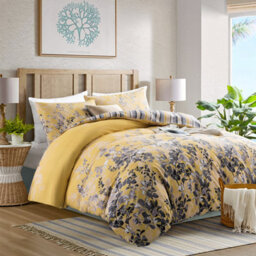 Ameha Printed Duvet Cover With Matching Pillowcase 2 Piece Set Skin Friendly Microfiber Ochre Blossom Single (135X200Cm)