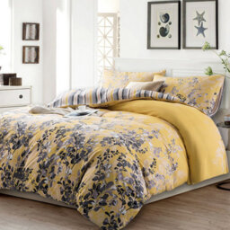 Ameha Printed Duvet Cover With Matching Pillowcase 2 Piece Set Skin Friendly Microfiber Ochre Blossom Single (135X200Cm) - thumbnail 9