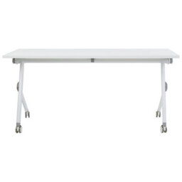 Beliani Foldable Office Desk Bendi White 160 Cm 60 Cm With Wheels - thumbnail 4