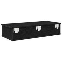Berkfield Wall Shelf With Drawers Black 80X31X17 Cm Engineered Wood - thumbnail 6