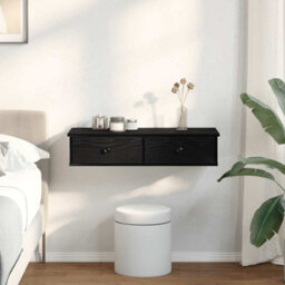 Berkfield Wall Shelf With Drawers Black 80X31X17 Cm Engineered Wood - thumbnail 3