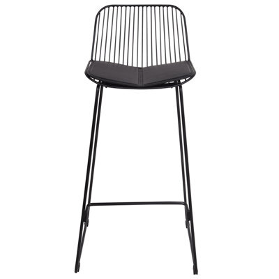 Wyld And Coco Aura Living Set Of 2 Bar Chairs - Black Wire Design With Faux Leather Pads, 49 X 49 X 99 Cm - image 1