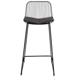 Wyld And Coco Aura Living Set Of 2 Bar Chairs - Black Wire Design With Faux Leather Pads, 49 X 49 X 99 Cm - thumbnail 1