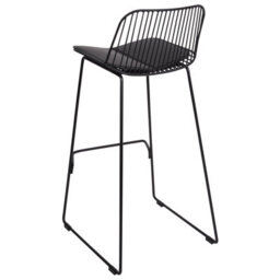 Wyld And Coco Aura Living Set Of 2 Bar Chairs - Black Wire Design With Faux Leather Pads, 49 X 49 X 99 Cm - thumbnail 6