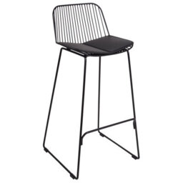 Wyld And Coco Aura Living Set Of 2 Bar Chairs - Black Wire Design With Faux Leather Pads, 49 X 49 X 99 Cm - thumbnail 4