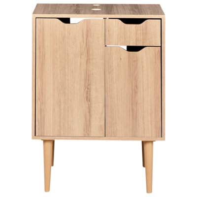 Beliani Wall-Mounted Washbasin Cabinet White Mdp 60 X 80 Cm With Drawer And Shelf - image 1
