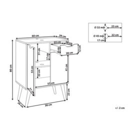 Beliani Wall-Mounted Washbasin Cabinet White Mdp 60 X 80 Cm With Drawer And Shelf - thumbnail 4