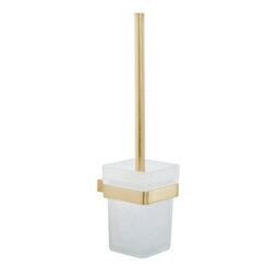 Bubly Bathrooms Brushed Brass Toilet Brush Set - Modern Wall-Mounted Bathroom Essential - thumbnail 1