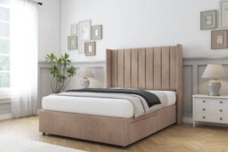 "Sloomy Falcon Mink Naples Divan Bed Base No Drawers With 54"" Wingback Headboard 4' Small Double" - thumbnail 3