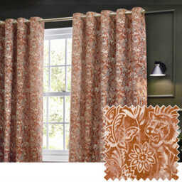 Wylder Bengal Chenille Room Darkening Eyelet Curtain Pair Amber (W)117Cm X (D)137Cm - thumbnail 1