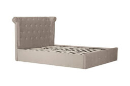 Orsina Contemporary Mink Double Ottoman Bed, Elegant Winged Headboard Bedroom Bed, Ottoman Stud Detailed Bed - thumbnail 6
